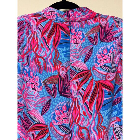 LILLY PULITZER Arcelle Printed Dress Ruby Red Wild Times Print Puff Sleeves Sz S - Picture 8 of 14